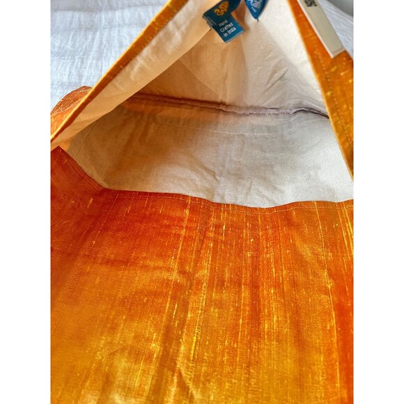 Handcrafted Shrujan Raw Silk Embroidered Cushion Covers 16"x16" Gold Pair NWT - Picture 15 of 16